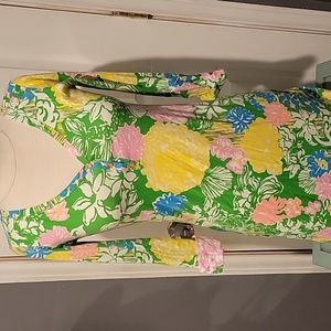 Lilly Pulitzer Women's Size XS Palmetto Dress in Hibiscus Print Pima Cotton